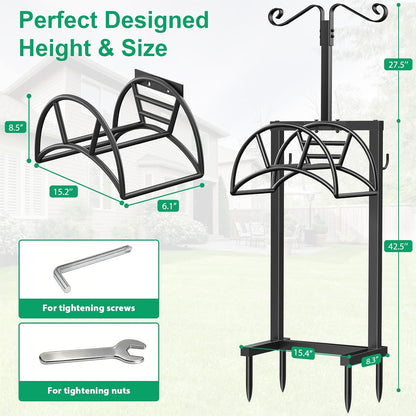 Garden Hose Holder, 4 Spikes Heavy Duty Hose Stand for 160FT Hose
