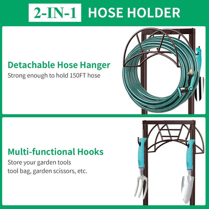 Garden Hose Holder, 4 Spikes Heavy Duty Hose Stand for 160FT Hose