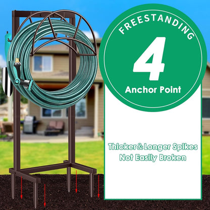Garden Hose Holder, 4 Spikes Heavy Duty Hose Stand for 160FT Hose