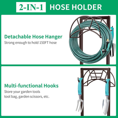 Garden Hose Holder, 4 Spikes Heavy Duty Hose Stand for 160FT Hose