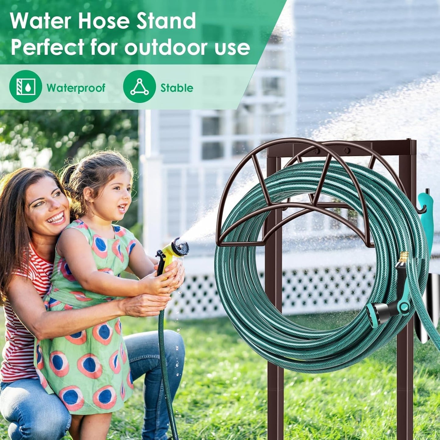 Garden Hose Holder, 4 Spikes Heavy Duty Hose Stand for 160FT Hose