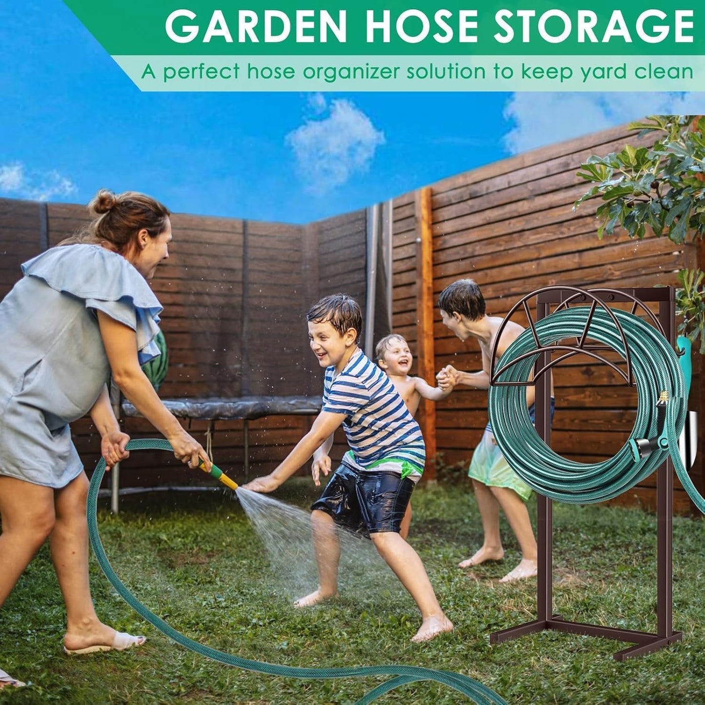 Garden Hose Holder, 4 Spikes Heavy Duty Hose Stand for 160FT Hose