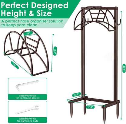 Garden Hose Holder, 4 Spikes Heavy Duty Hose Stand for 160FT Hose