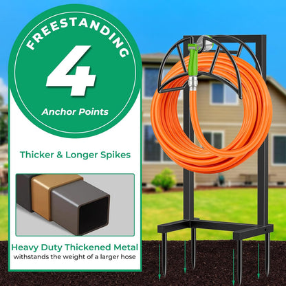 Garden Hose Holder, 4 Spikes Heavy Duty Hose Stand for 160FT Hose