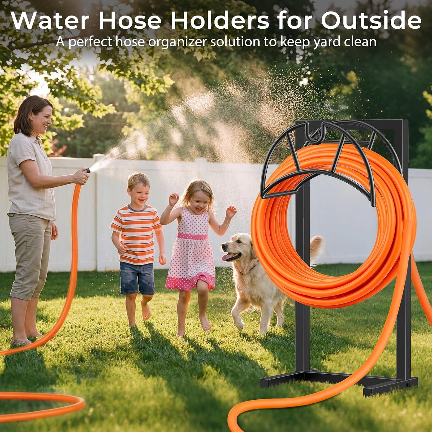 Garden Hose Holder, 4 Spikes Heavy Duty Hose Stand for 160FT Hose