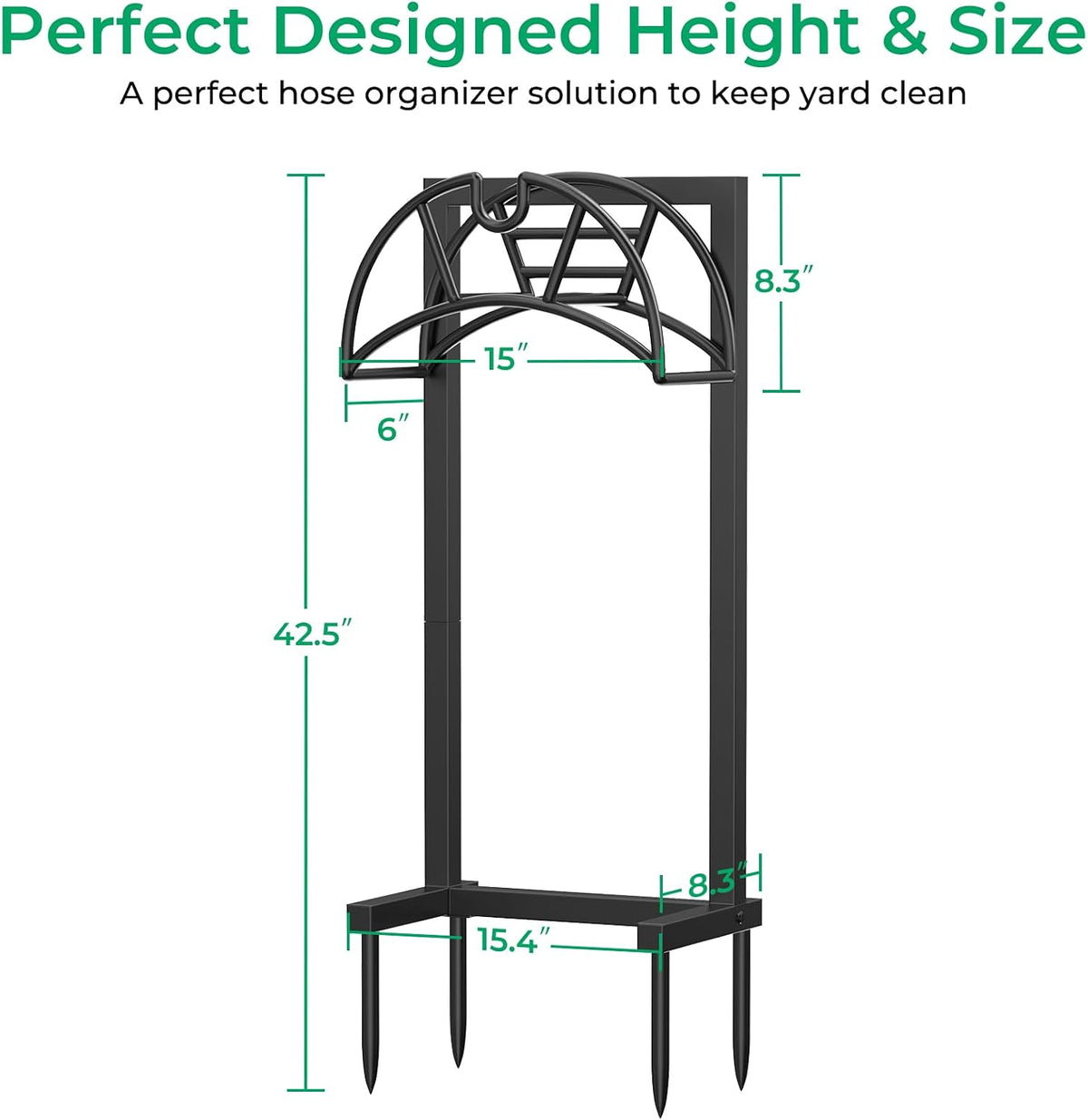 Garden Hose Holder, 4 Spikes Heavy Duty Hose Stand for 160FT Hose