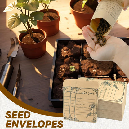 100 Pack Seed Envelopes 4.72*3.15Inch, Self-Seal Small Seed Packets