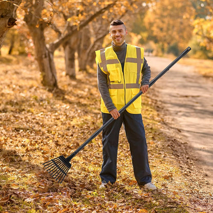 Small Rake for Leaves, 11 Tines Narrow Garden Rake, 60'' Long Handle Small Rakes for Dog Poop, Lawns, Flower Beds, Mulch, Shrub
