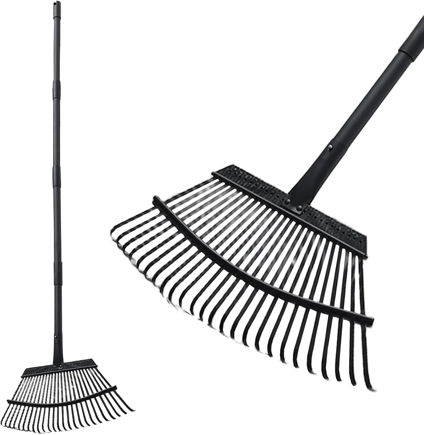Small Rake for Leaves, 11 Tines Narrow Garden Rake, 60'' Long Handle Small Rakes for Dog Poop, Lawns, Flower Beds, Mulch, Shrub