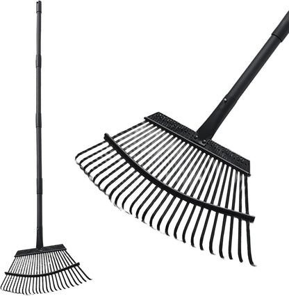 Small Rake for Leaves, 11 Tines Narrow Garden Rake, 60'' Long Handle Small Rakes for Dog Poop, Lawns, Flower Beds, Mulch, Shrub