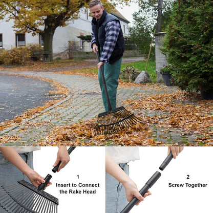 Small Rake for Leaves, 11 Tines Narrow Garden Rake, 60'' Long Handle Small Rakes for Dog Poop, Lawns, Flower Beds, Mulch, Shrub