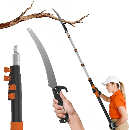 26FT Reach Pole Saws for Tree Trimming, Pole Saw with 5-20FT Telescoping Extension Pole, Pruning Saw with 19" 3X Detachable Saw, Non-Slip Handle, Tree Trimmer for Garden Palms Shrubs