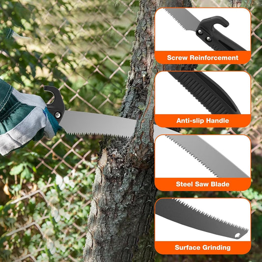 26FT Reach Pole Saws for Tree Trimming, Pole Saw with 5-20FT Telescoping Extension Pole, Pruning Saw with 19" 3X Detachable Saw, Non-Slip Handle, Tree Trimmer for Garden Palms Shrubs