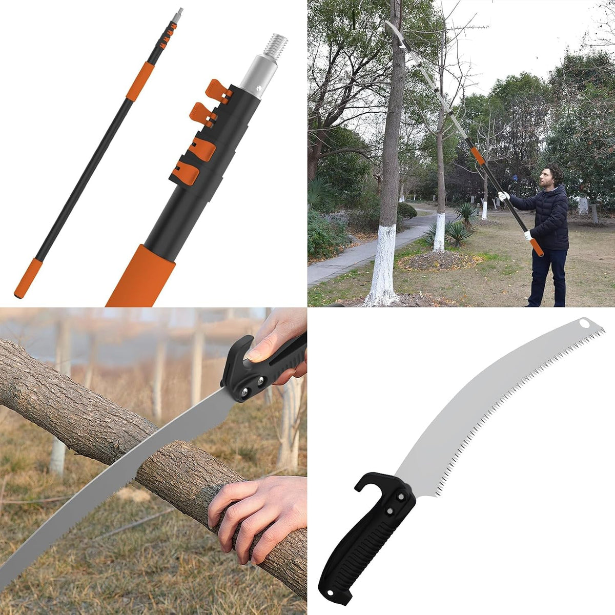26FT Reach Pole Saws for Tree Trimming, Pole Saw with 5-20FT Telescoping Extension Pole, Pruning Saw with 19" 3X Detachable Saw, Non-Slip Handle, Tree Trimmer for Garden Palms Shrubs