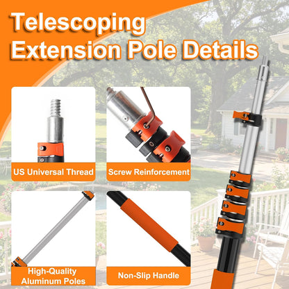 26FT Reach Pole Saws for Tree Trimming, Pole Saw with 5-20FT Telescoping Extension Pole, Pruning Saw with 19" 3X Detachable Saw, Non-Slip Handle, Tree Trimmer for Garden Palms Shrubs