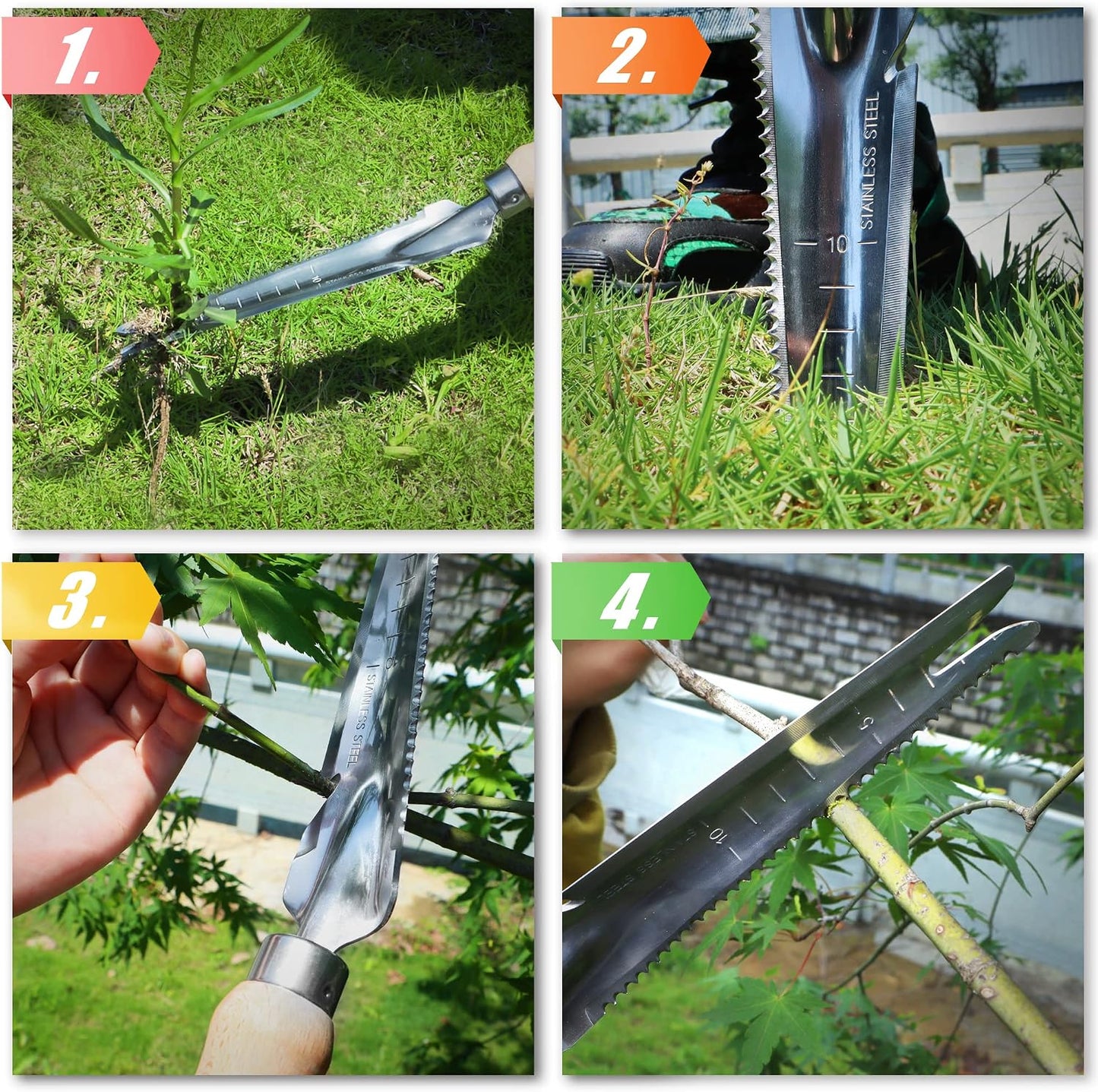 Manual Hand Weeder - Multi Use Gardening Trowels for Easy Weed Puller, Digging, Cutting, Gauging, Transplanting, Rust-Proof and Anti-Scratch Garden Hand Shovel Weed Tool for Yard Lawn and Farm