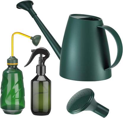 1/2 Gallon Long Spout Watering Can Set for Indoor & Outdoor Plants – Includes Spray Bottle, Squeeze Bottle, Watering Globes & Soil Moisture Meter for Garden & House Plants(Pink)
