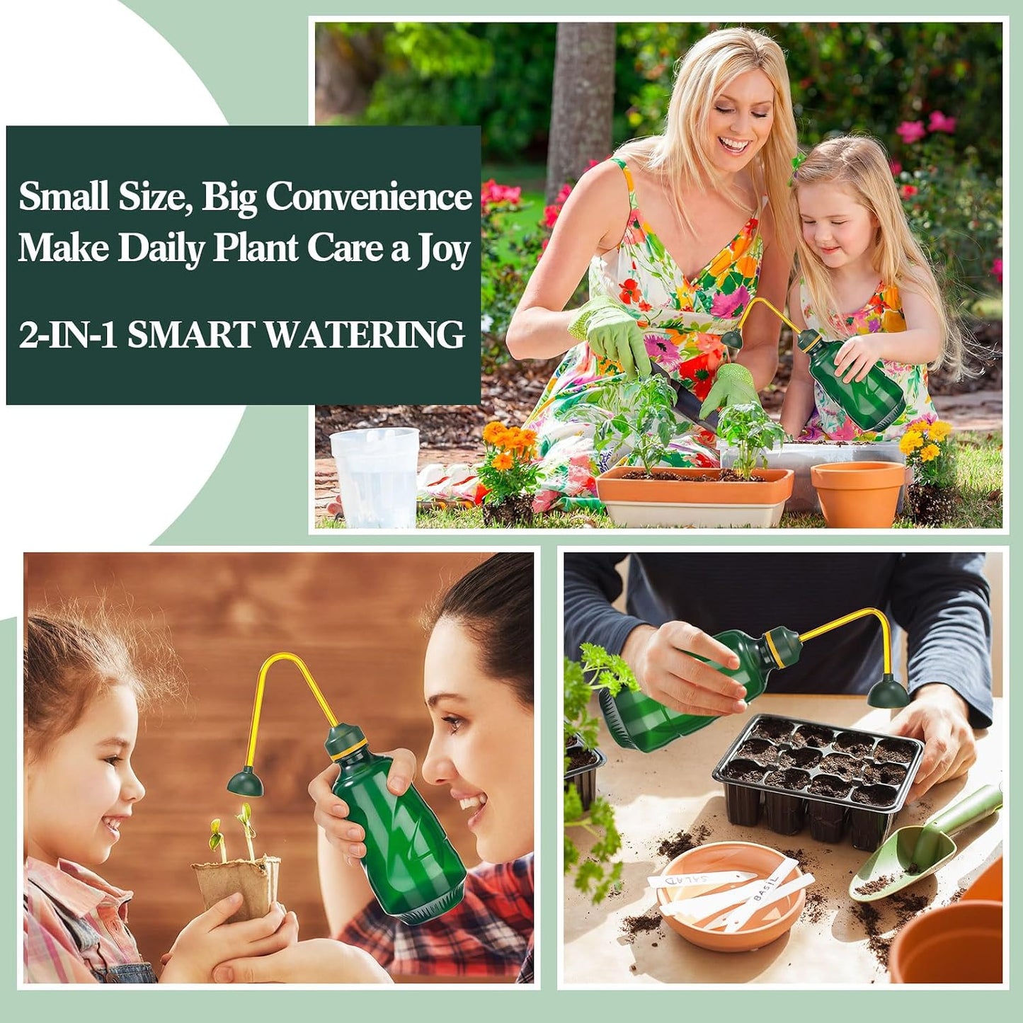 1/2 Gallon Long Spout Watering Can Set for Indoor & Outdoor Plants – Includes Spray Bottle, Squeeze Bottle, Watering Globes & Soil Moisture Meter for Garden & House Plants(Pink)
