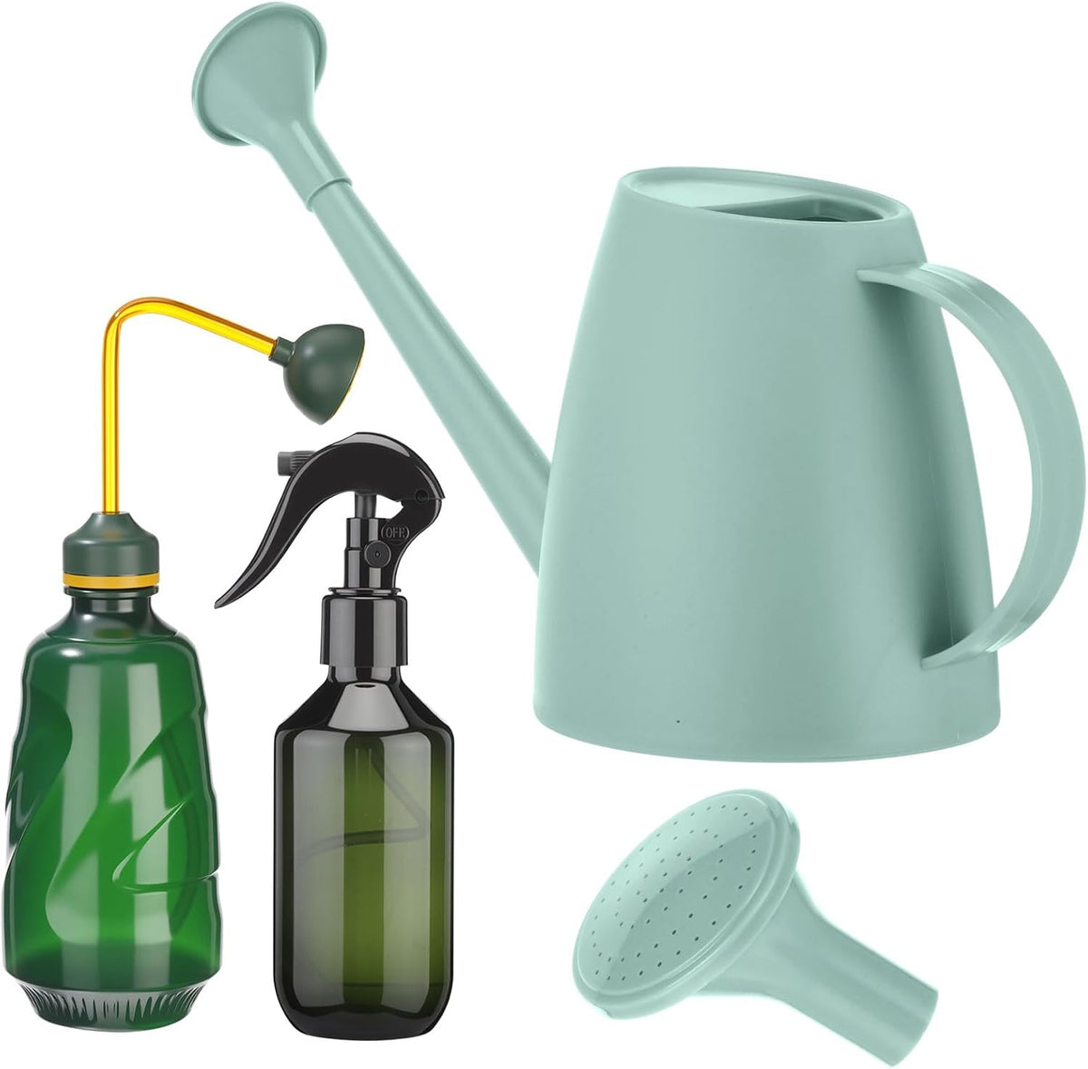 1/2 Gallon Long Spout Watering Can Set for Indoor & Outdoor Plants – Includes Spray Bottle, Squeeze Bottle, Watering Globes & Soil Moisture Meter for Garden & House Plants(Pink)