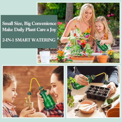 1/2 Gallon Long Spout Watering Can Set for Indoor & Outdoor Plants – Includes Spray Bottle, Squeeze Bottle, Watering Globes & Soil Moisture Meter for Garden & House Plants(Pink)