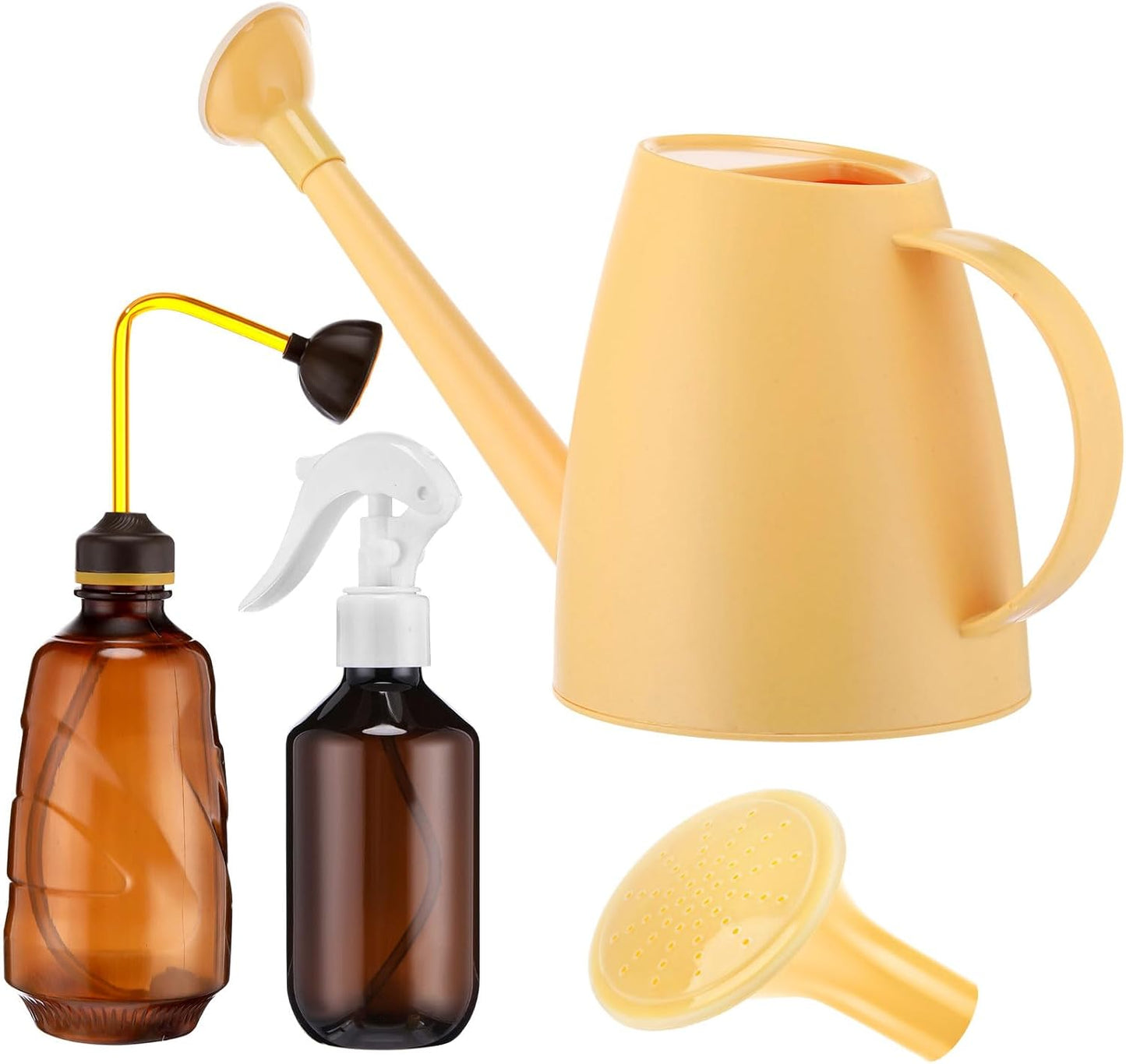 1/2 Gallon Long Spout Watering Can Set for Indoor & Outdoor Plants – Includes Spray Bottle, Squeeze Bottle, Watering Globes & Soil Moisture Meter for Garden & House Plants(Pink)