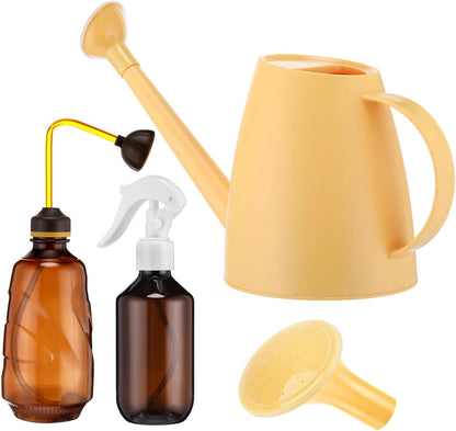 1/2 Gallon Long Spout Watering Can Set for Indoor & Outdoor Plants – Includes Spray Bottle, Squeeze Bottle, Watering Globes & Soil Moisture Meter for Garden & House Plants(Pink)