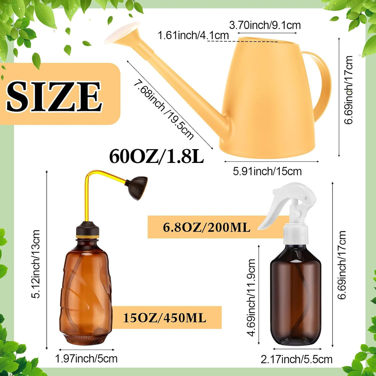 1/2 Gallon Long Spout Watering Can Set for Indoor & Outdoor Plants – Includes Spray Bottle, Squeeze Bottle, Watering Globes & Soil Moisture Meter for Garden & House Plants(Pink)