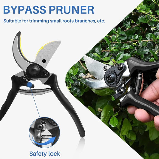 3PCS Garden Tool Set with Lopper, Hedge Shears and Bypass Pruner, Heavy Duty Tree & Shrub Care Kit, Tree Trimmer Gardening Tools for Indoor & Outdoor Gardening