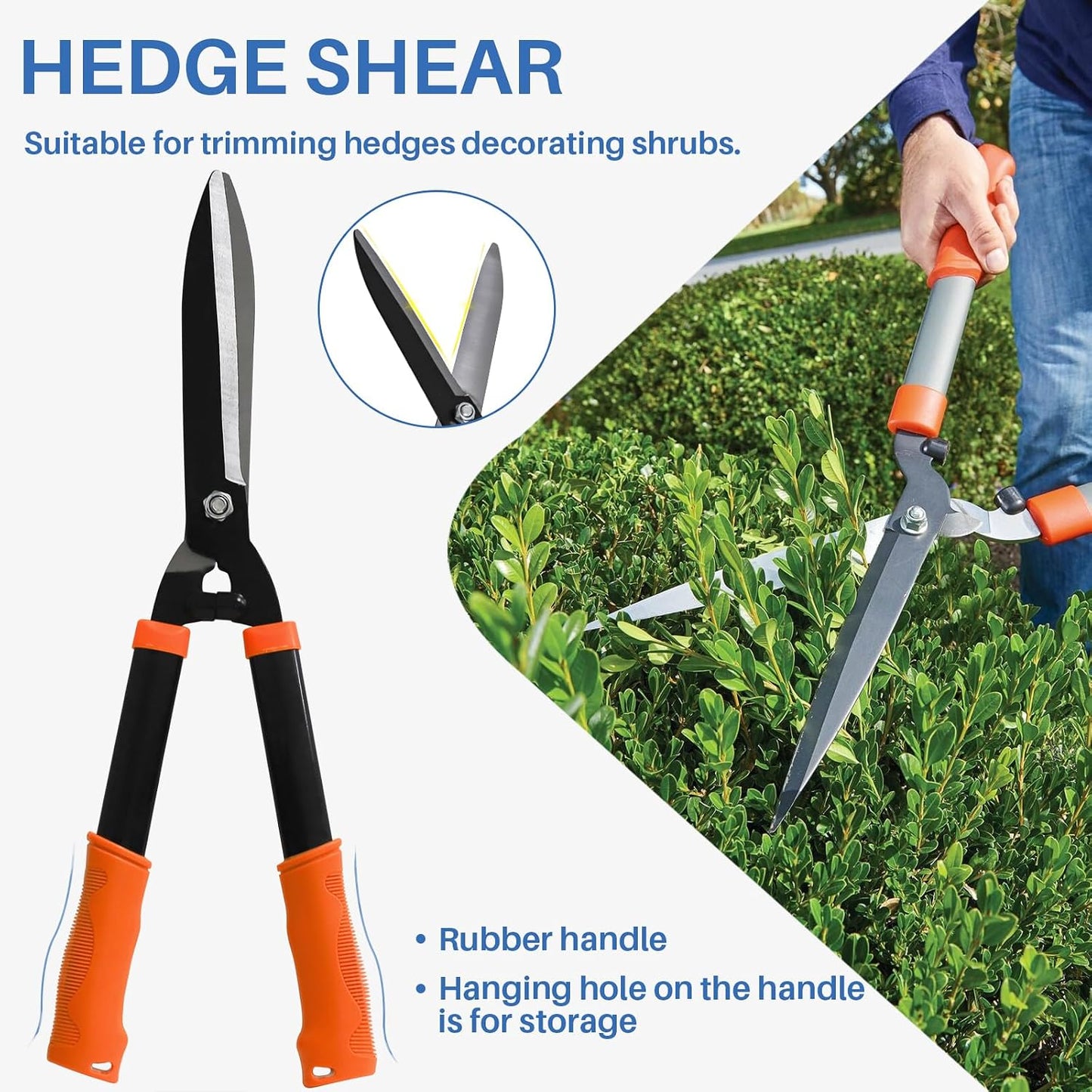 3PCS Garden Tool Set with Lopper, Hedge Shears and Bypass Pruner, Heavy Duty Tree & Shrub Care Kit, Tree Trimmer Gardening Tools for Indoor & Outdoor Gardening