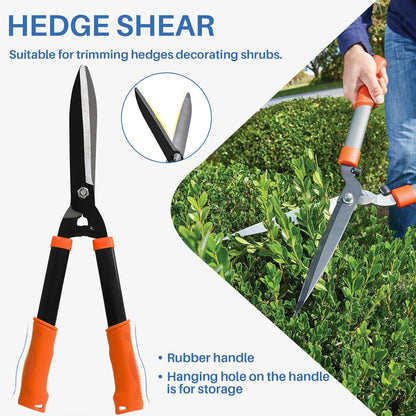 3PCS Garden Tool Set with Lopper, Hedge Shears and Bypass Pruner, Heavy Duty Tree & Shrub Care Kit, Tree Trimmer Gardening Tools for Indoor & Outdoor Gardening