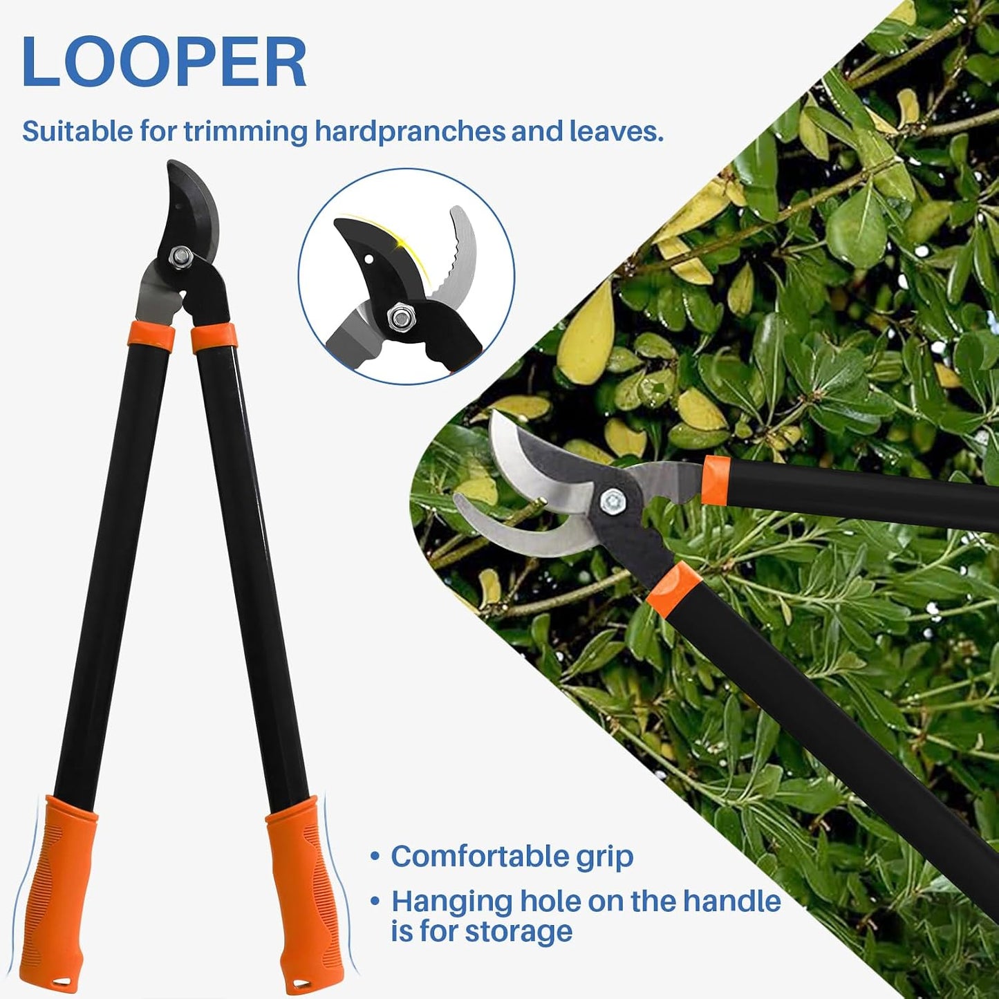 3PCS Garden Tool Set with Lopper, Hedge Shears and Bypass Pruner, Heavy Duty Tree & Shrub Care Kit, Tree Trimmer Gardening Tools for Indoor & Outdoor Gardening