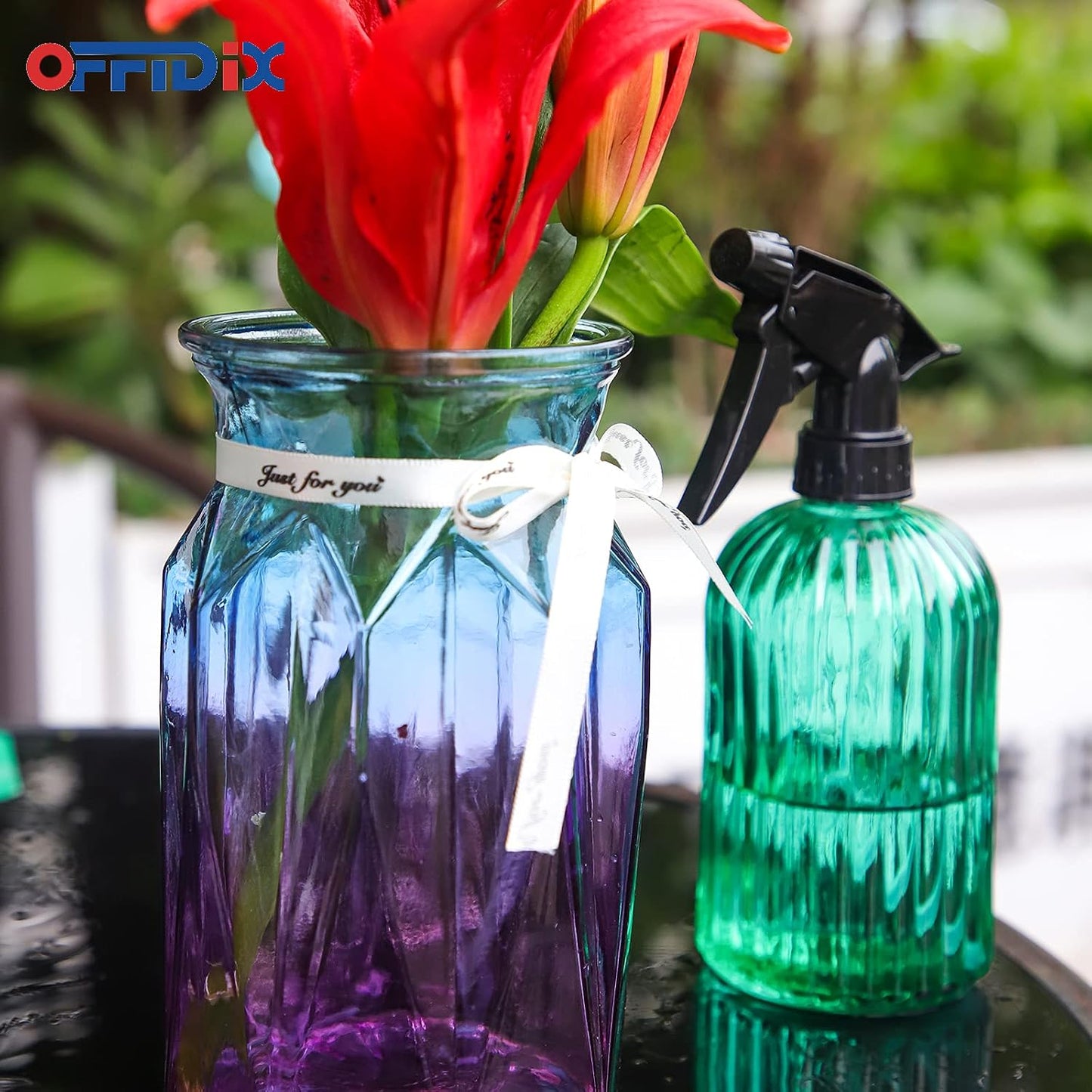 Glass Spray Bottle,Plant Mister, 0.35L/11.8oz Pressure Watering Can with Adjustable Nozzle Watering Handheld Bottles for Garden Plants Cleaning Solutions(Gray