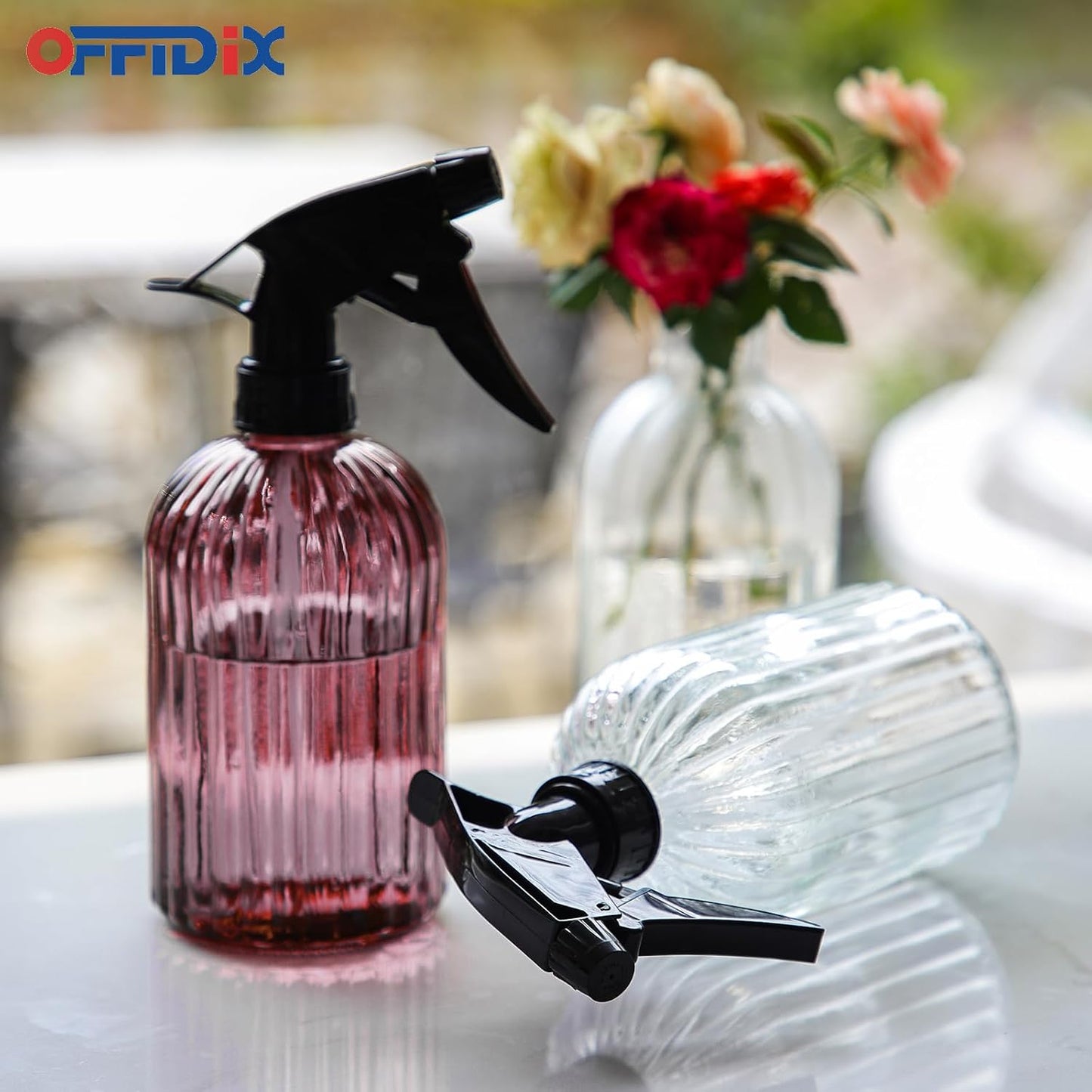Glass Spray Bottle,Plant Mister, 0.35L/11.8oz Pressure Watering Can with Adjustable Nozzle Watering Handheld Bottles for Garden Plants Cleaning Solutions(Gray
