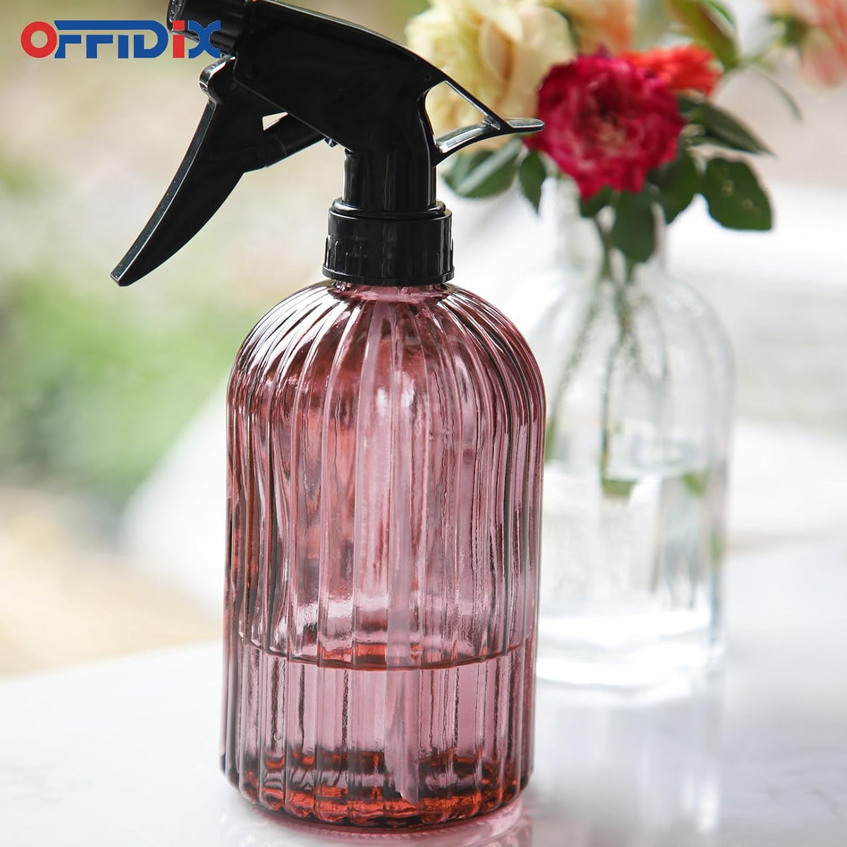 Glass Spray Bottle,Plant Mister, 0.35L/11.8oz Pressure Watering Can with Adjustable Nozzle Watering Handheld Bottles for Garden Plants Cleaning Solutions(Gray