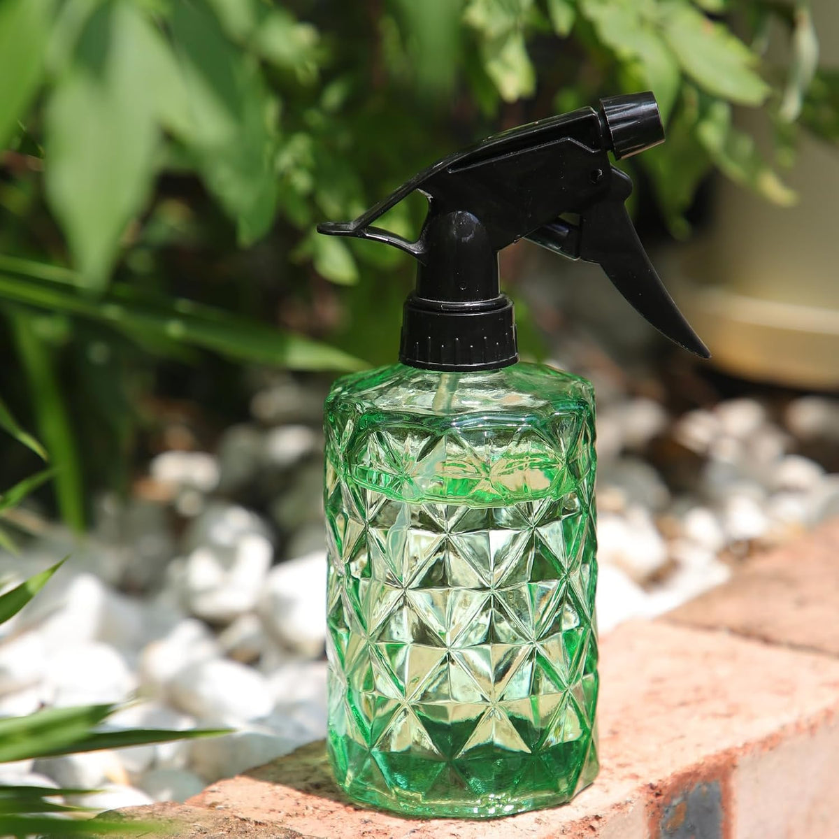Glass Spray Bottle,Plant Mister, 0.35L/11.8oz Pressure Watering Can with Adjustable Nozzle Watering Handheld Bottles for Garden Plants Cleaning Solutions(Gray