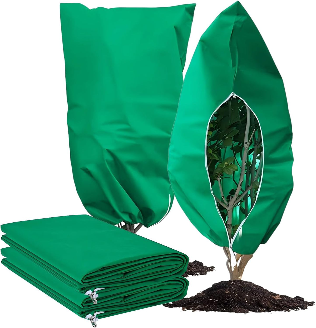 Garden Plant Fleece Frost Protection, 80x120CM Plant Covers for Winter Plant Protectors from Frost with Zipper Drawstring, Reusable Plant Protection Fleece Bags for Outdoor Plants(2 Pack)