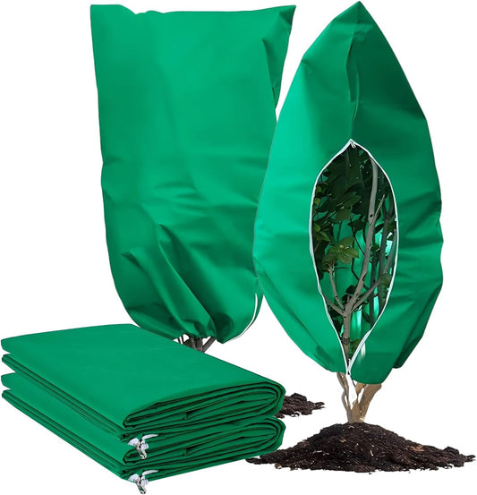 Garden Plant Fleece Frost Protection, 80x120CM Plant Covers for Winter Plant Protectors from Frost with Zipper Drawstring, Reusable Plant Protection Fleece Bags for Outdoor Plants(2 Pack)