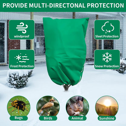 Garden Plant Fleece Frost Protection, 80x120CM Plant Covers for Winter Plant Protectors from Frost with Zipper Drawstring, Reusable Plant Protection Fleece Bags for Outdoor Plants(2 Pack)