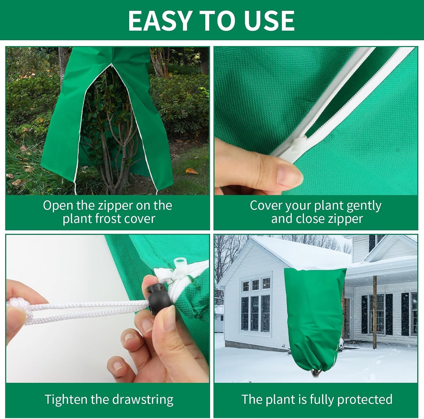 Garden Plant Fleece Frost Protection, 80x120CM Plant Covers for Winter Plant Protectors from Frost with Zipper Drawstring, Reusable Plant Protection Fleece Bags for Outdoor Plants(2 Pack)