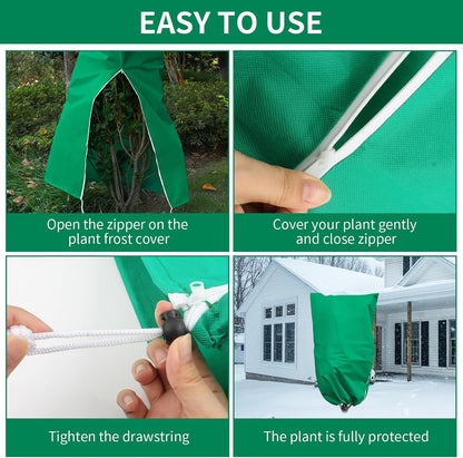 Garden Plant Fleece Frost Protection, 80x120CM Plant Covers for Winter Plant Protectors from Frost with Zipper Drawstring, Reusable Plant Protection Fleece Bags for Outdoor Plants(2 Pack)