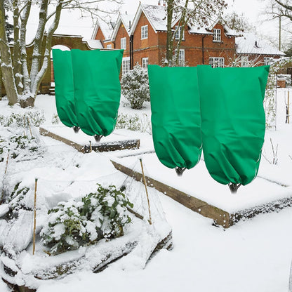 Garden Plant Fleece Frost Protection, 80x120CM Plant Covers for Winter Plant Protectors from Frost with Zipper Drawstring, Reusable Plant Protection Fleece Bags for Outdoor Plants(2 Pack)