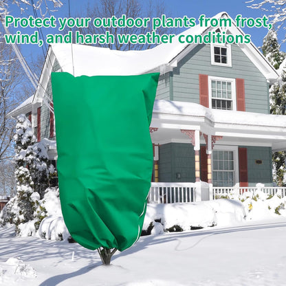 Garden Plant Fleece Frost Protection, 80x120CM Plant Covers for Winter Plant Protectors from Frost with Zipper Drawstring, Reusable Plant Protection Fleece Bags for Outdoor Plants(2 Pack)