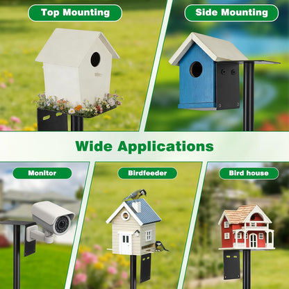 Upgraded Garden Hose Holder, Freestanding Water Hose Holder, Double Shepherds Hooks for Outdoor, Adjustable Hose Stand with 5 Spikes Heavy Duty Metal Bird Feeder Pole for Outside Yard Lawn