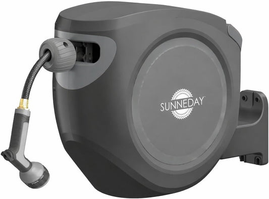 SW-30S 100ft Retractable Hose Reel 5/8 | Automatic Retractable w/Wall Mount | Easy to Assemble Reel w/Flexible Swivel Mount (100FT 1/2)