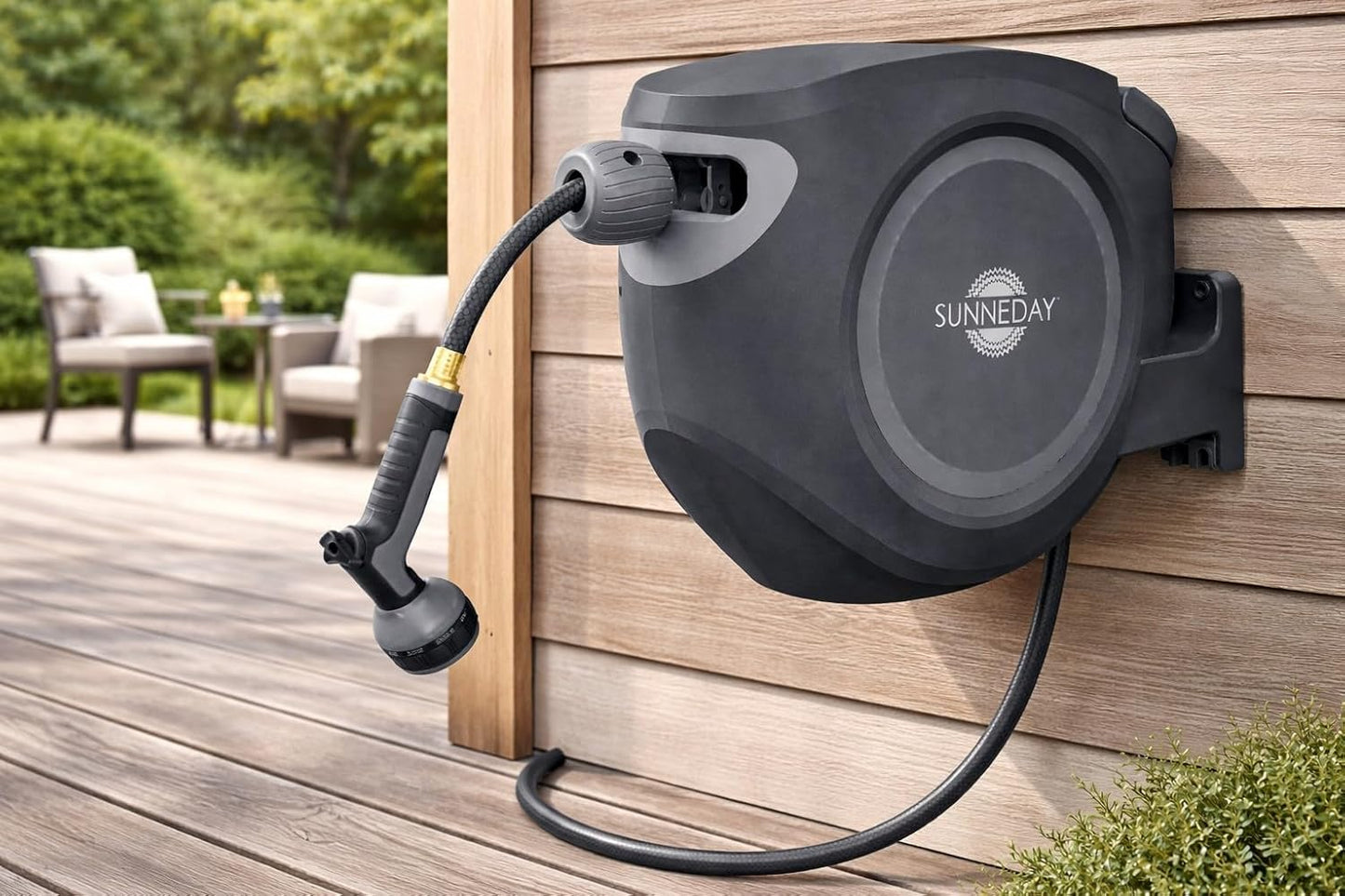 SW-30S 100ft Retractable Hose Reel 5/8 | Automatic Retractable w/Wall Mount | Easy to Assemble Reel w/Flexible Swivel Mount (100FT 1/2)