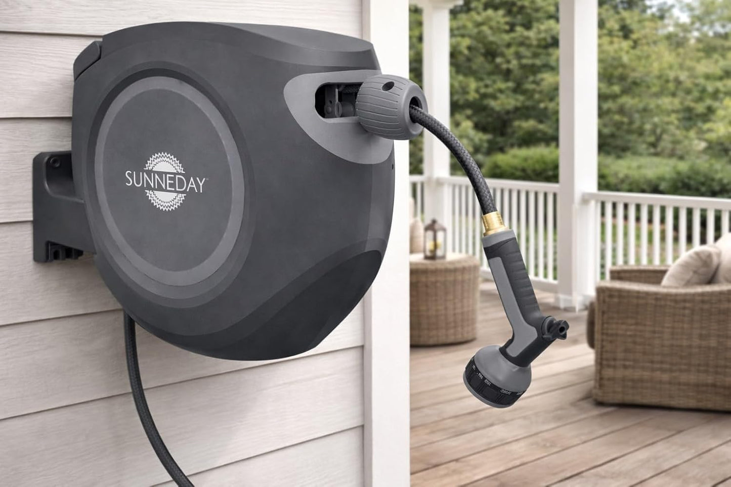 SW-30S 100ft Retractable Hose Reel 5/8 | Automatic Retractable w/Wall Mount | Easy to Assemble Reel w/Flexible Swivel Mount (100FT 1/2)