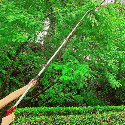 5.4-14.8 FT Tree Pruner Extendable 4 Sections, Telescopic Cut and Hold Trimmers Pole Saws Trimming Long Reach Pruning Shears Branch Cutter Clipper Bypass Lopper Fruit Picker
