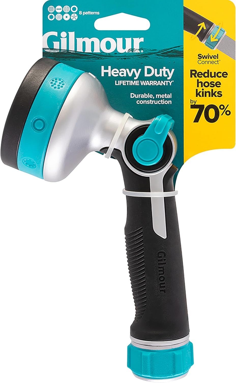 Heavy Duty Thumb Control Garden Hose Nozzle with 8 Pre-set Spray Patterns, Water Hose Nozzle for Watering Garden or Lawn