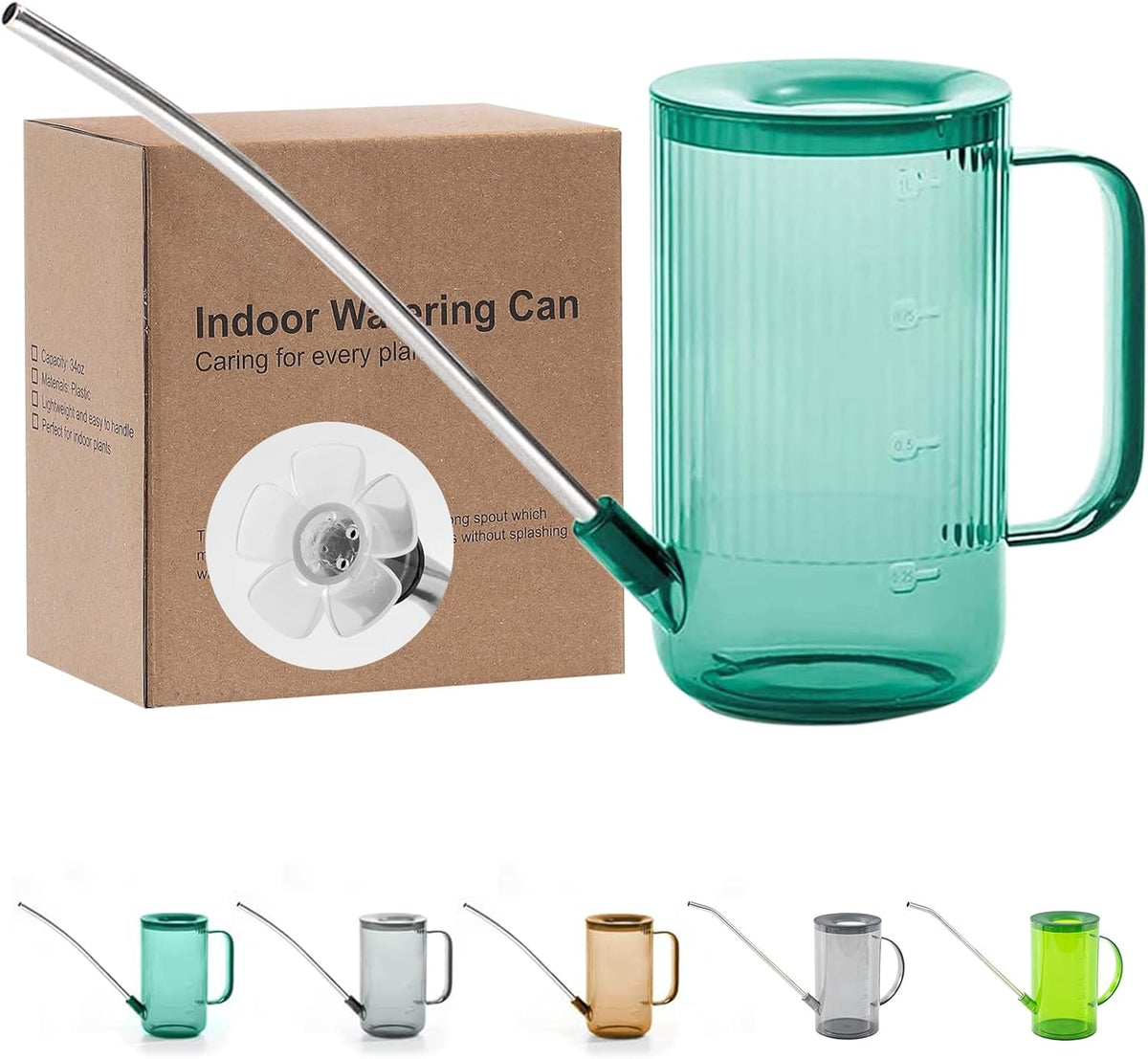 Small Watering Can for Indoor Plants, Flowers, Succulents with Long Spout 34oz(Green)