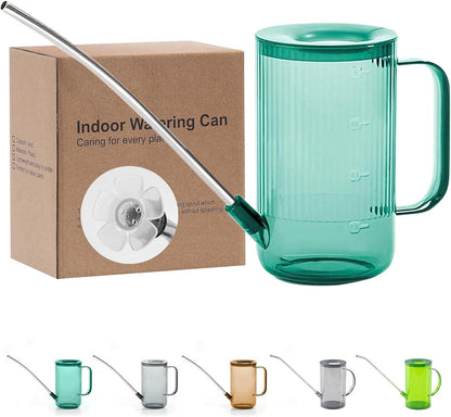 Small Watering Can for Indoor Plants, Flowers, Succulents with Long Spout 34oz(Green)